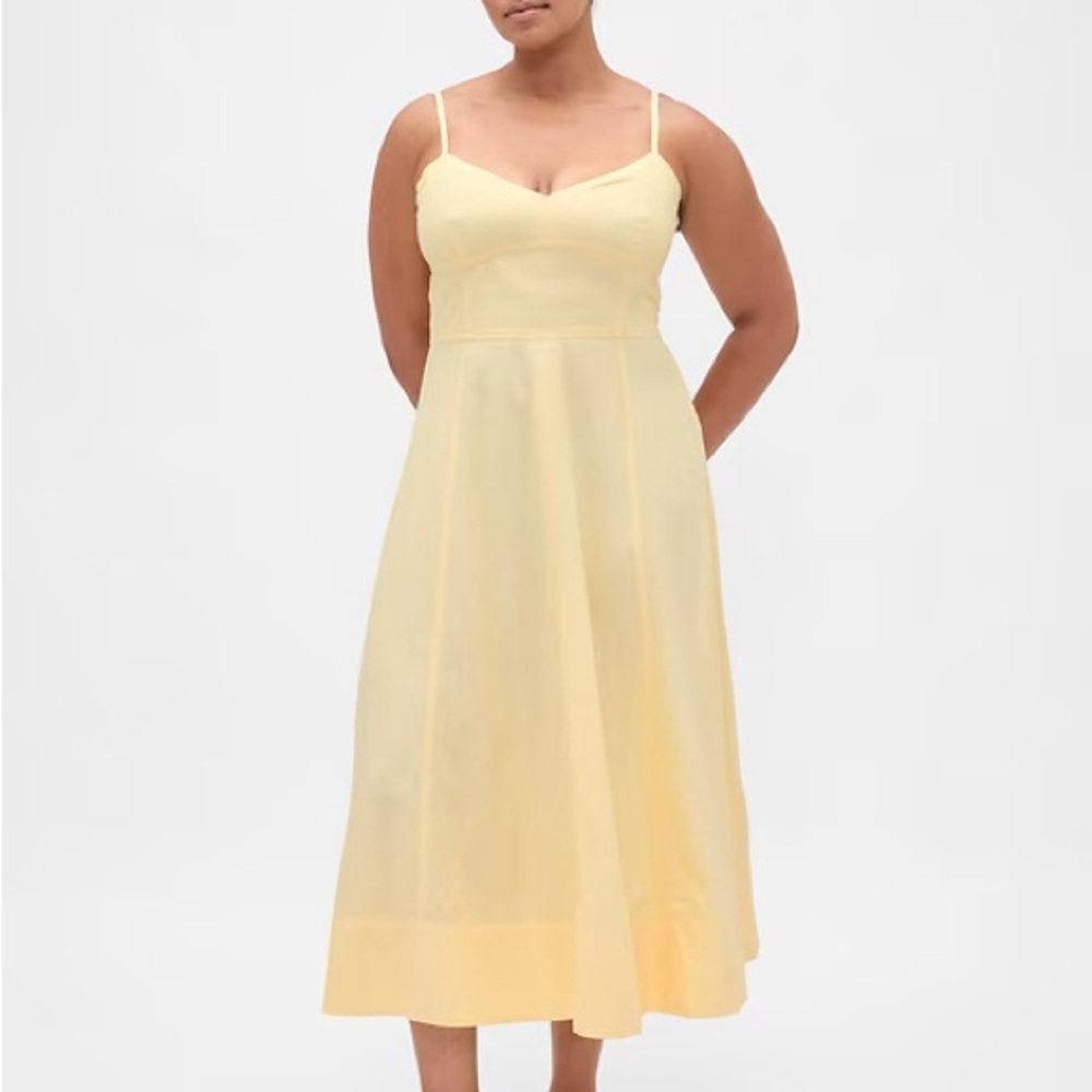 GAP Yellow Midi Dress with Spaghetti Straps - Picture 5 of 9